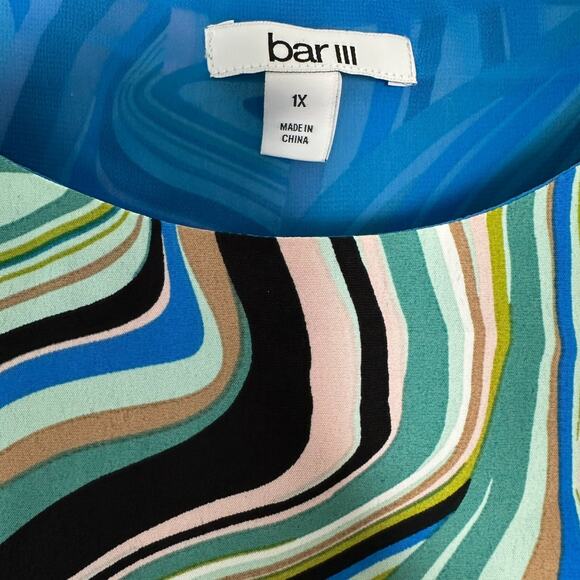 Bar III Plus Size Scoop-Neck Sleeveless Top Blue Combo‎ Size 1X - Picture 6 of 12